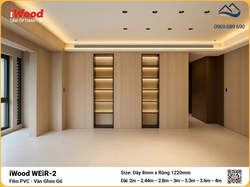 Tấm Sợi Than Tre  Ốp Tường Vân Gỗ Hồng Nhạt iWood WG-8